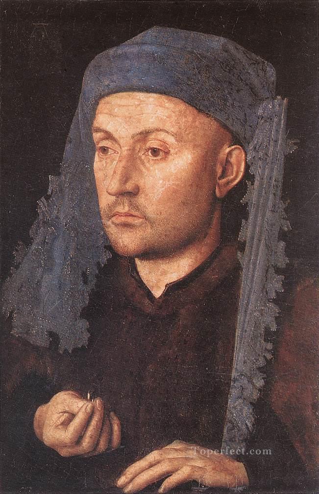 Portrait of a Goldsmith Man with Ring Renaissance Jan van Eyck Oil Paintings